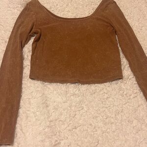 Wild Fable Brown Ribbed Crop Top